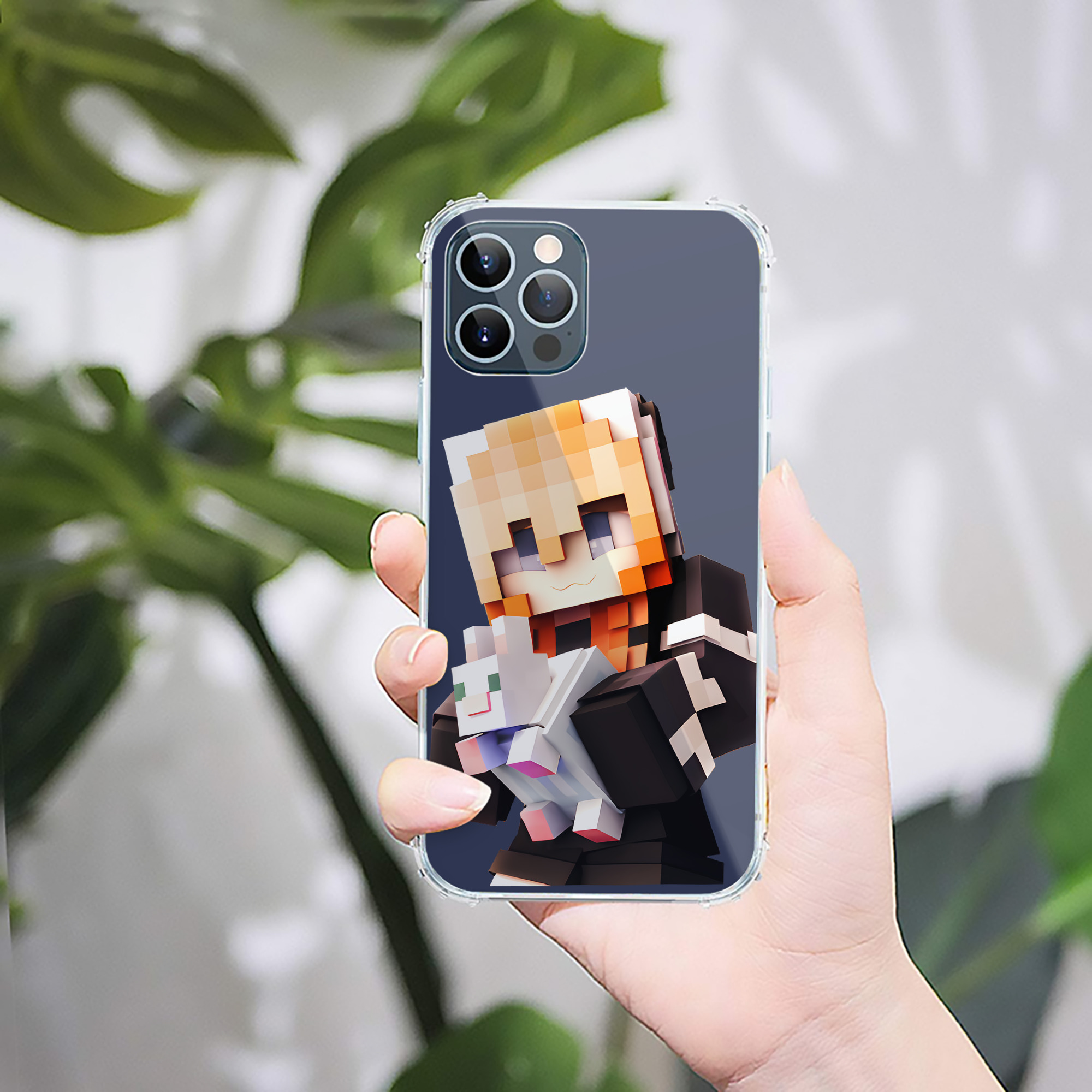 （画像用） マインクラフト ブロックの世界 Minecraft MC Block world 【iPhone 12シリーズ対応】透明スマホケース（クリアソフトケース）